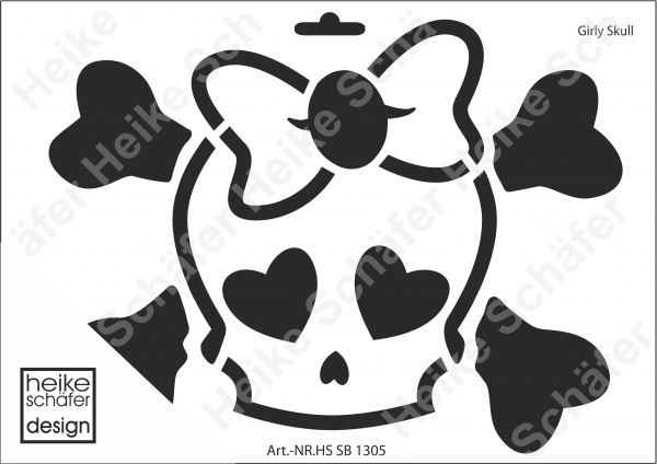 Schablone-Stencil A4 088-1305 Girly Skull